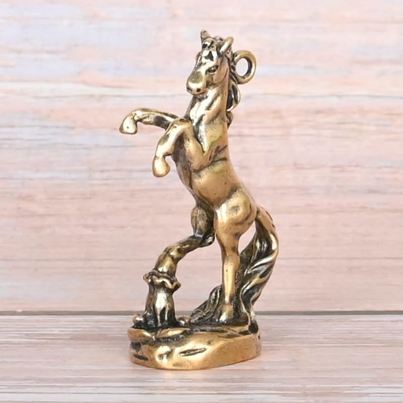 2pcs Handcrafted Brass Horse Key Pendant Ornaments for Home Decor