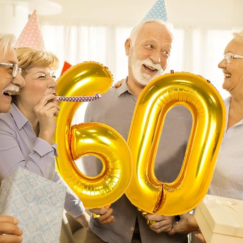 42 Inch Gold Number 60 Balloon - 60th Birthday Party Decoration