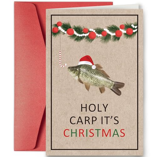 Funny Fish Christmas Card for Fish Lovers - Holiday Card with Holy Carp Variation