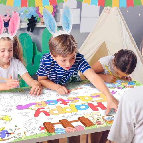 Giant Easter Coloring Poster & Tablecloth - 53x33 Inch Fun
