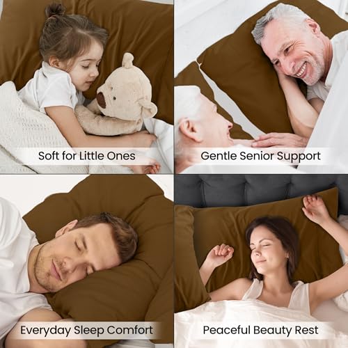 Queen Size Pillow Cases Set of 2 - Ultra Soft Mocha Covers