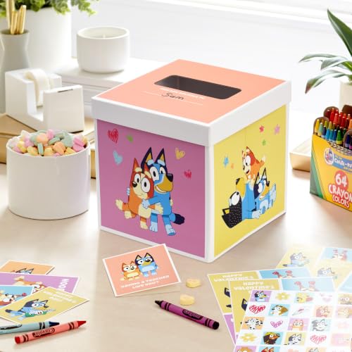 Bluey Valentine's Day Cards Set with Mailbox - 34-Piece for Kids