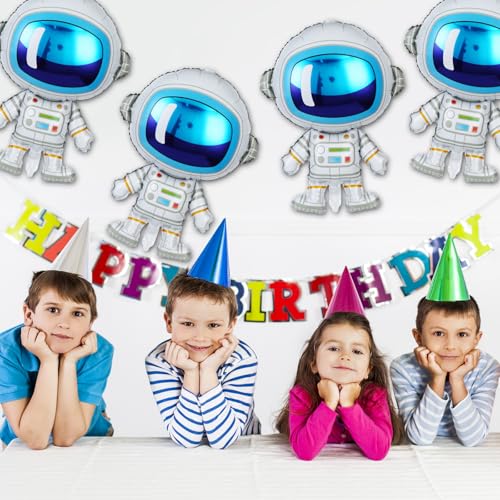 Space Theme Foil Balloon Set - 9 Pack Astronaut Party Decorations