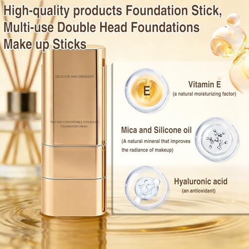 Dual-Ended Concealer Foundation Stick 3-in-1 Makeup Stick #03 Pinkish Beige 2PCS