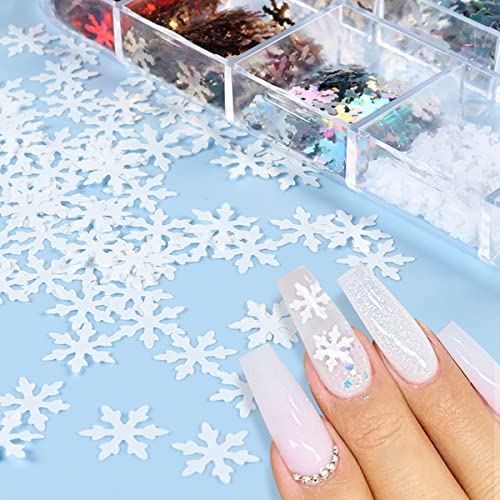 Christmas Snowflake Nail Art Sequins 3D Holographic Glitter Decals Kit