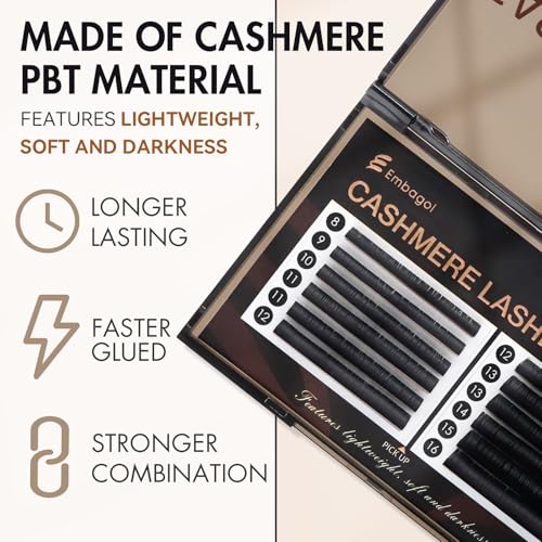 Embagol Volume Lash Extensions Cashmere Matte Black Silk Lashes 0.07 CC