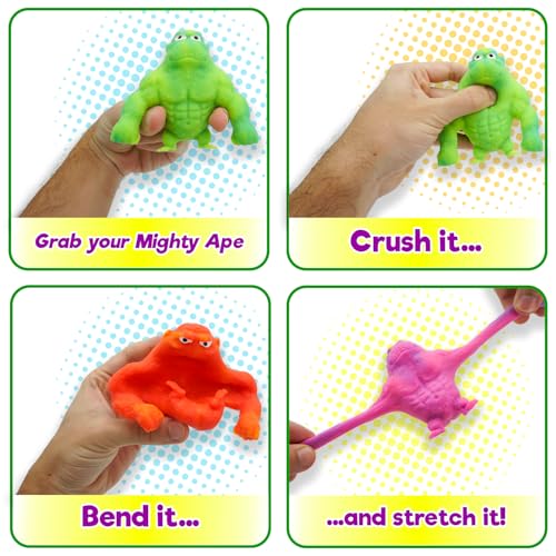 JA-RU Mighty Ape Stretchy Squishy Toy, 3.5-inch Stress Relief Gorilla