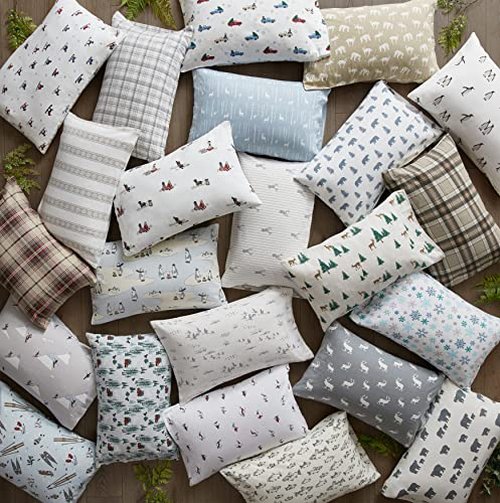 Eddie Bauer - Flannel Sheets Twin Size, Anti-Pilling & Wrinkle Resistant Cotton, Touchably Soft for All-Season Comfort - Bed Sheets with Matching Pillowcases & Fitted Sheet (Dog Friends Blue)