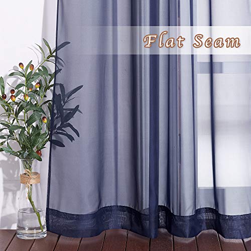 NICETOWN Dark Blue Sheer Curtains - 54" x 90" Grommet Panels