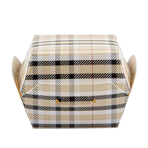 Restaurantware 2.5 x 2.5 x 2 Inch Mini Burger Boxes 100 Clamshell Food Containers - Hinged Lid Disposable Plaid Paper Take Out Boxes Serve Sliders Or Finger Foods