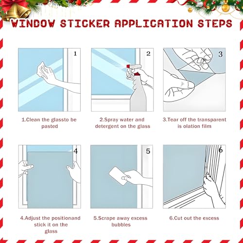 Merry Christmas Window Sticker Decals - Santa Claus & Snowflakes