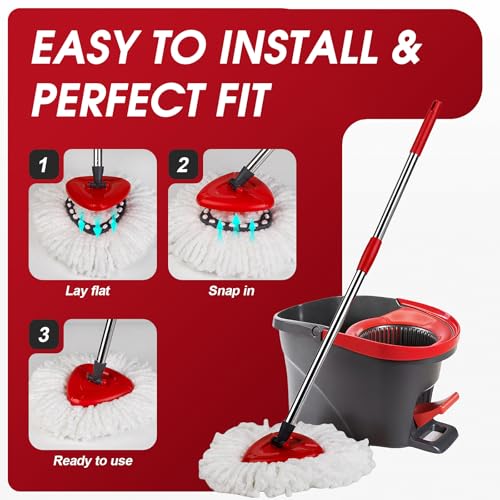 4 Pack Spin Mop Refills - Microfiber Replacement Heads for Easy Floor Cleaning