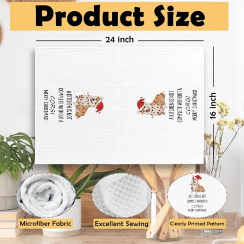 Funny Christmas Corgi Kitchen Towels - Soft 100% Waffle Weave