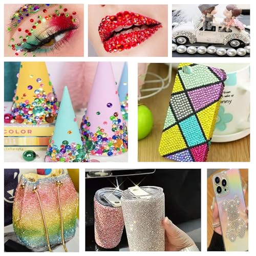 FUNTATTOO 495 Pcs Self-Adhesive Face Gems Rhinestones & Body Glitter
