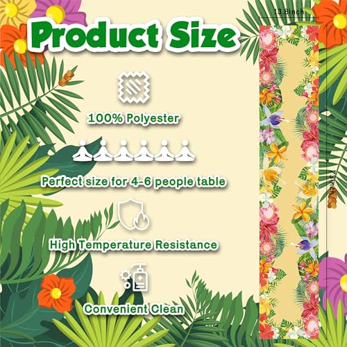 Hibiscus Palm Leaf Table Runner - Luau Party Decorations