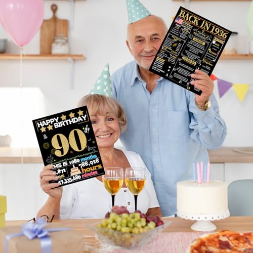 90th Birthday Card with Envelope - Perfect Gift for Grandpa & Grandma