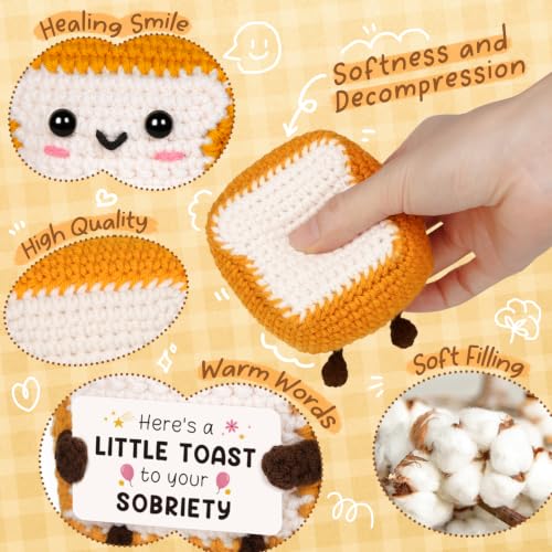 Mini Handmade Crochet Toast - Sobriety Gift for 1 & 2 Year Celebrations