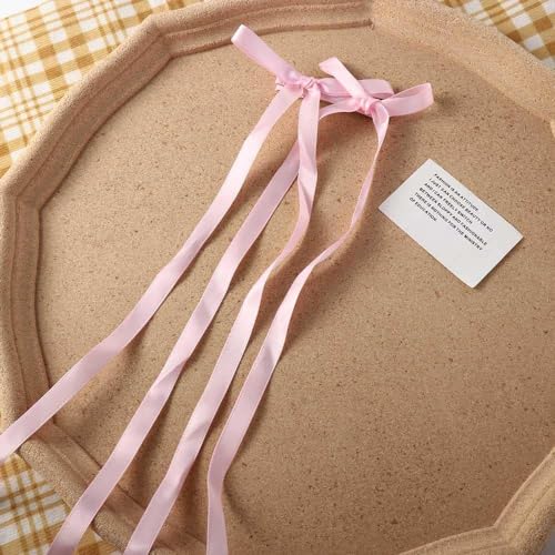 Pink Double Bow Hair Barrette with Long Ribbon for Women and Girls