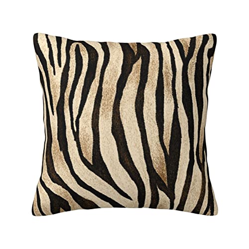 Tiger Print Throw Pillow Cover - Black & Gold 18x18 Inch