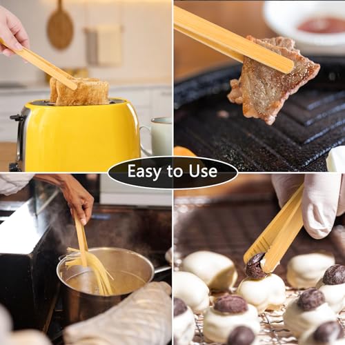 Eco-Friendly Bamboo Toast Tongs - 7 Inch Kitchen Utensils (2 Pcs)