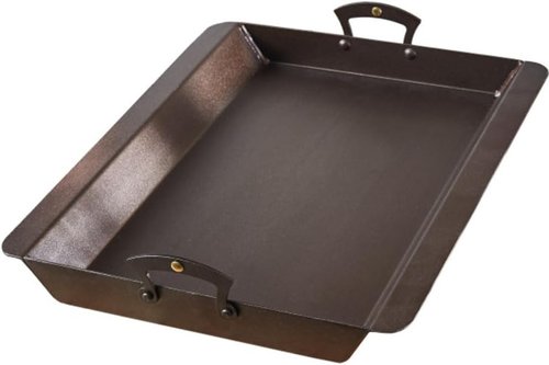 Classic Cuisine Iron Roasting Pan - Pre-Seasoned with Brass Handles & Flanged Edges | Versatile Cookware for Oven, Stovetop, Grill