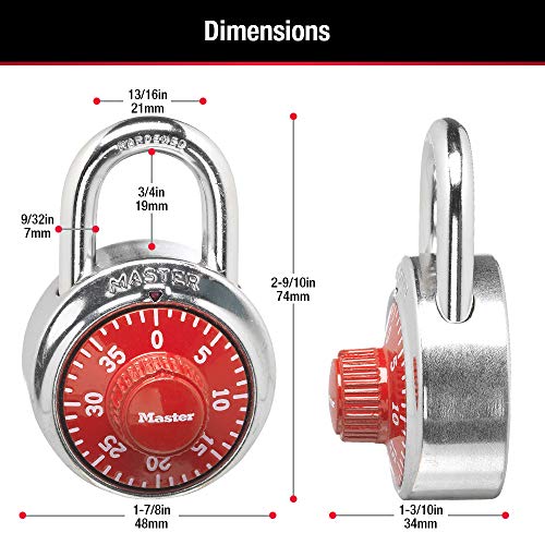 Master Lock 1504D Combination Padlock, Red - Secure Gym & School Lock