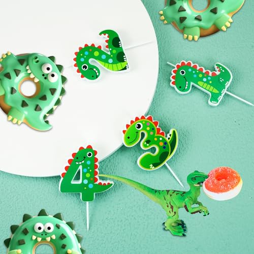Yoqipati 3rd Birthday Dinosaur Candles for Cake - Number 3 Cake Topper, Dinosaur Party Supplies