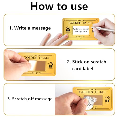 120PCS Golden Ticket Scratch Off Cards - DIY Custom Gift Coupons
