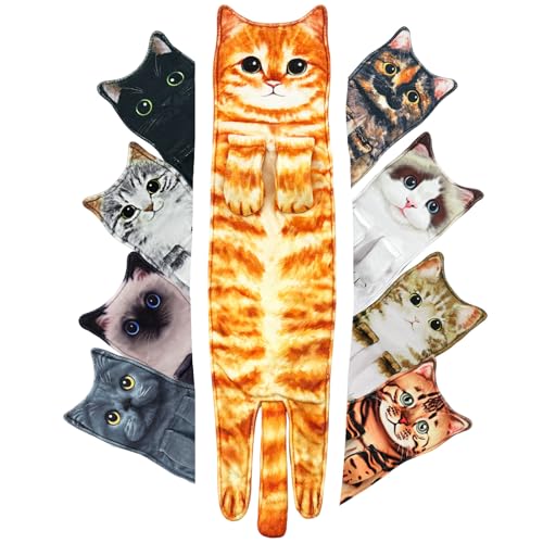 Orange Cat Hand Towel - Absorbent Kitchen & Bathroom Decor Gift