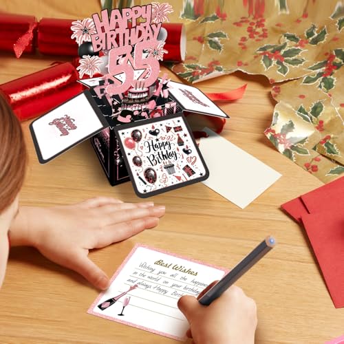 55th Birthday Card for Women - 3D Greeting Card & Gift Box