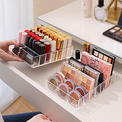 Acrylic Eyeshadow Palette Organizer with 7 Compartments - Clear Makeup Storage