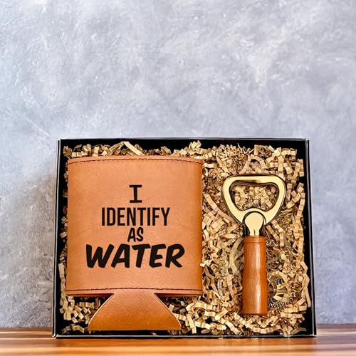 Engraved Leather Can Cooler for Men - Funny Birthday Gift
