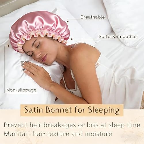 Reversible Satin Sleep Bonnet for Women - Double-Layer Hair Cap