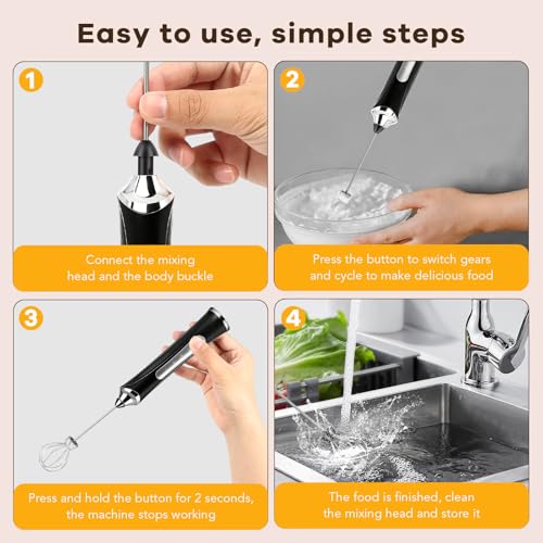 Gcdaxour Handheld Milk Frother - Rechargeable 3-Speed Electric Foam Maker