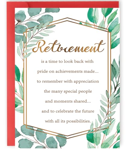 Elegant Retirement Card for Coworkers & Boss - 8x5.3 Inch
