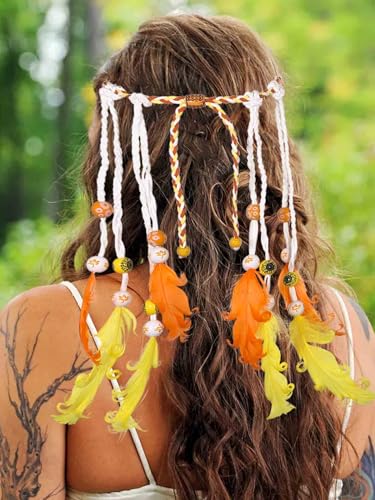 Campsis Boho Feather Headband Hippie Festival Costume Headpiece