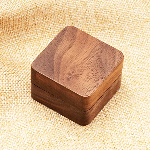 COSISO Walnut Wood Engagement Ring Box with Black Inner | Proposal & Gift Storage