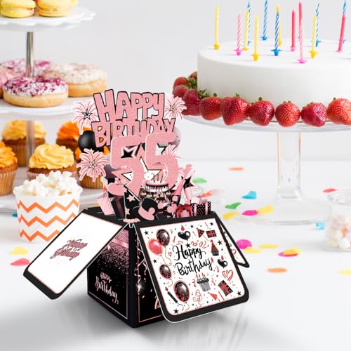 55th Birthday Card for Women - 3D Greeting Card & Gift Box