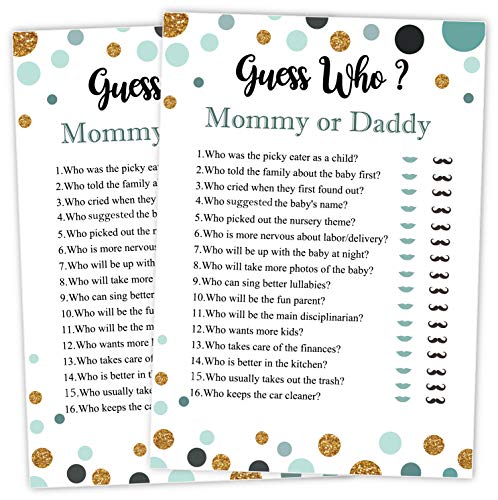 25 Gender Neutral Baby Shower Guess Who Game Cards - Unisex Fun Activity