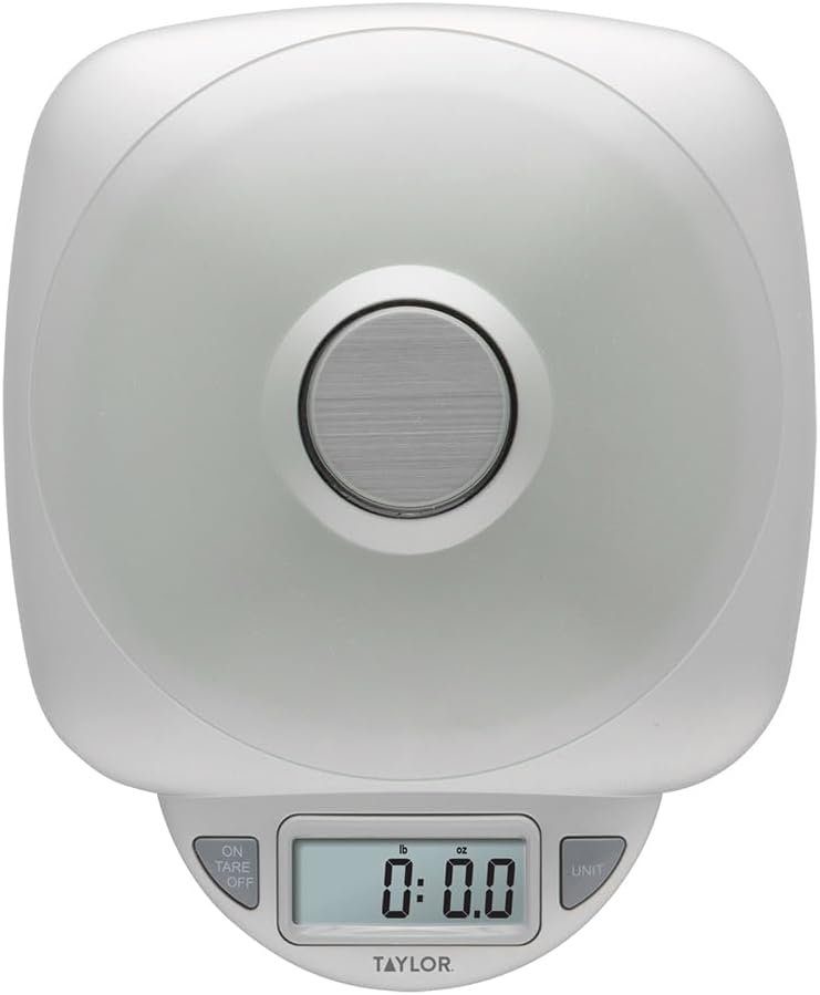 Taylor Digital Glass Top Kitchen Scale - 11LB Capacity with LCD Display for Baking & Cooking | Silver