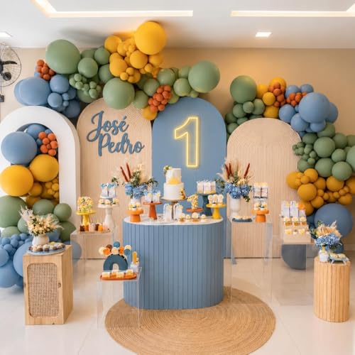 Boho Rainbow Balloons Set in Orange, Yellow & Green - 35pcs