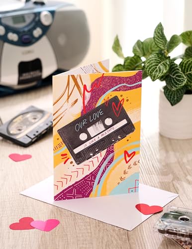American Greetings Romantic Greeting Card Mixtape Theme with Copper Foil