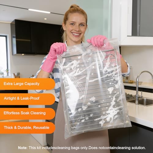 Heavy Duty Reusable Oven Rack Cleaning Bags - 6 Pack