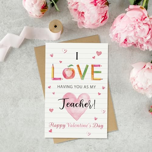 Valentine's Day Appreciation Card for Teachers - 8x5.3 Inches