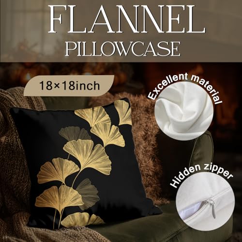 Gothic Vintage Ginkgo Biloba Print Pillow Cover - 18x18