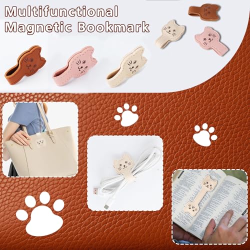 Magnetic Cat Leather Bookmarks - Cute Book Markers for Readers