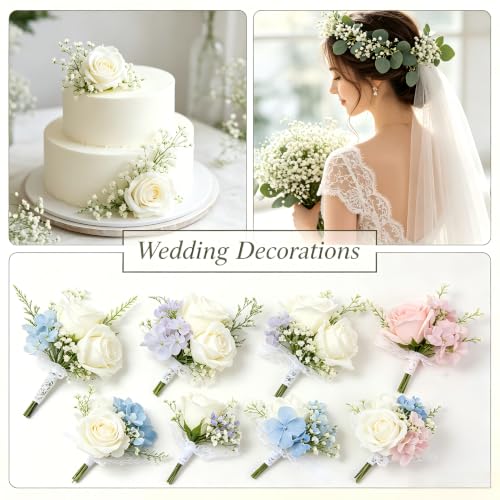 9 Pack Artificial Baby’s Breath Flowers, 20.5" White Faux Gypsophila Stems