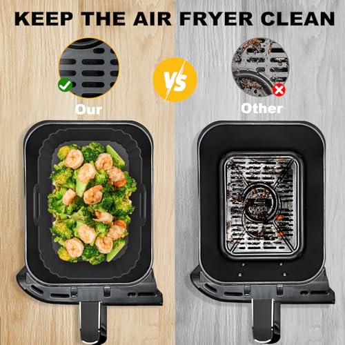 Reusable Silicone Air Fryer Liners 2 Pack - 8-10QT, Black