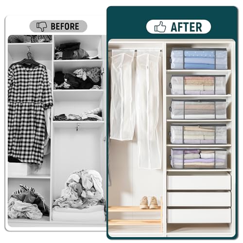 LANDNEOO 3-Pack Foldable Clothes Storage Bags 35L Closet Organizer with Handles