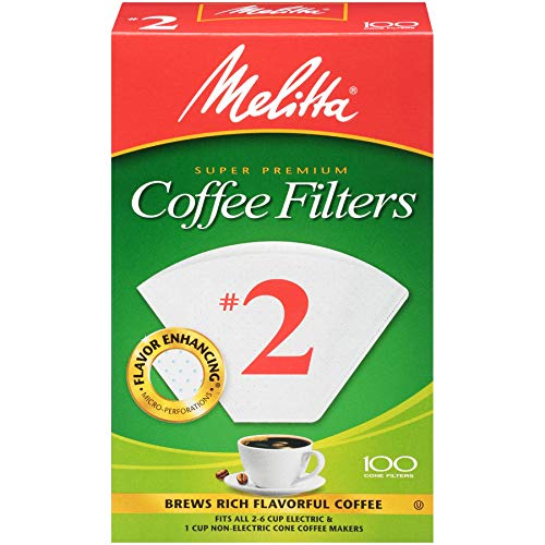 Melitta #2 Cone Coffee Filters, 100 Count - Chlorine Free & Compostable